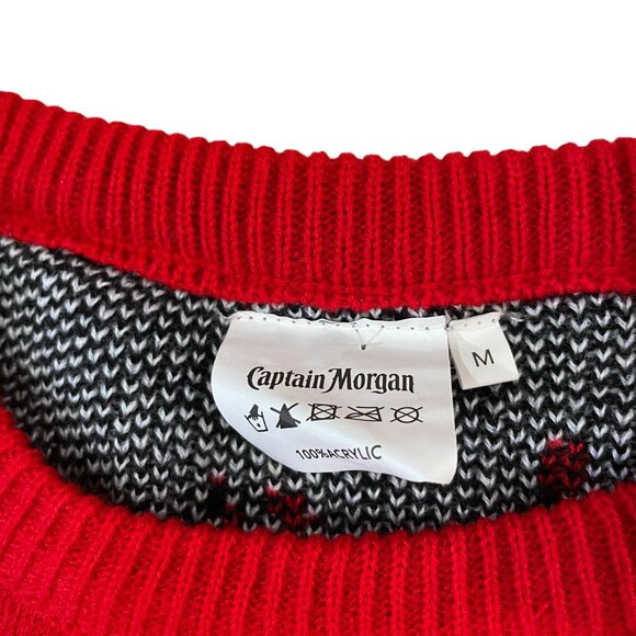 Captain Morgan Ugly Christmas Sweater Adult Size Medium Red White Holiday Party - Picture 2 of 5